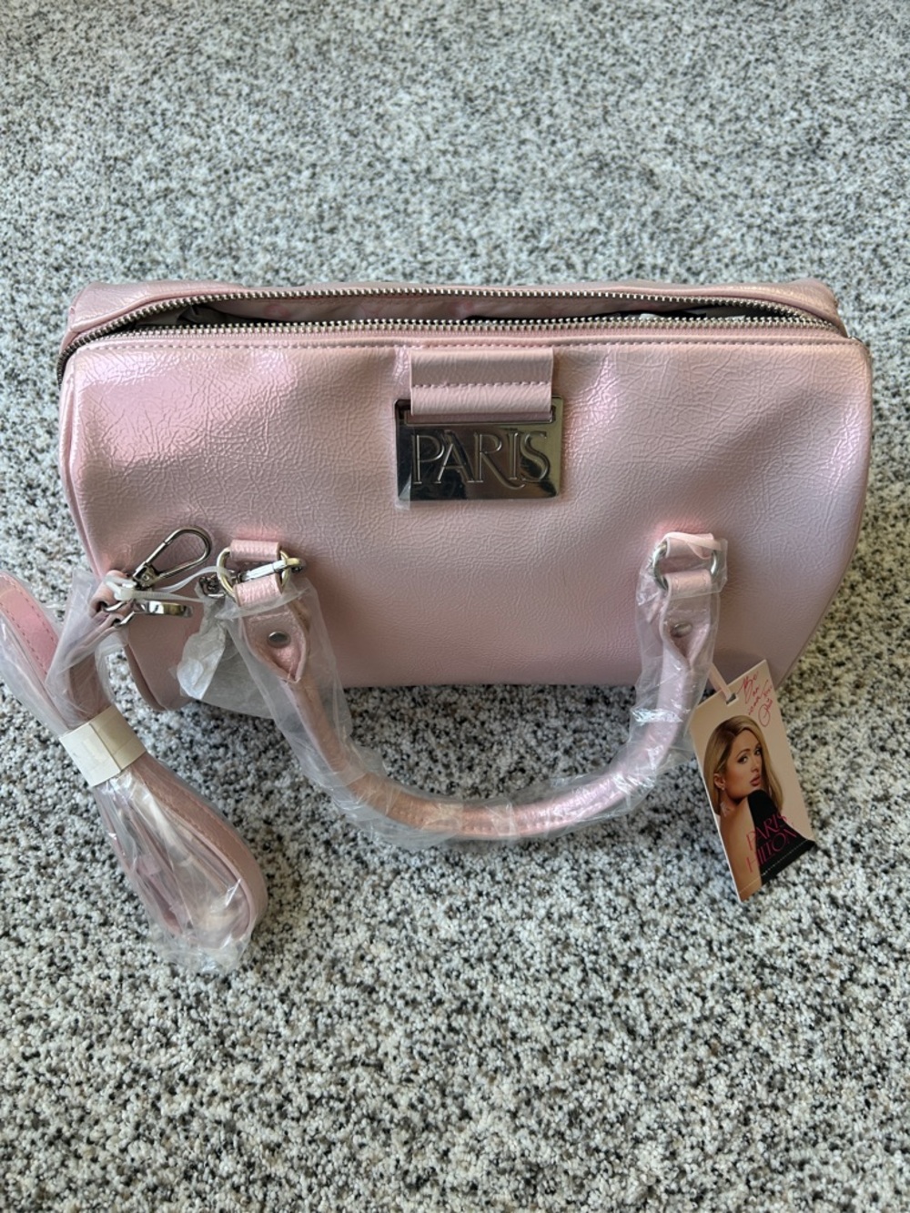 Paris Hilton Pink Satchel with Paris Plaque